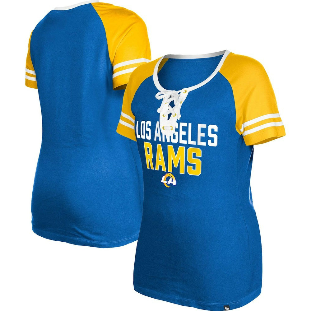 Los Angeles Rams New Era Women's Raglan Lace-Up T-Shirt