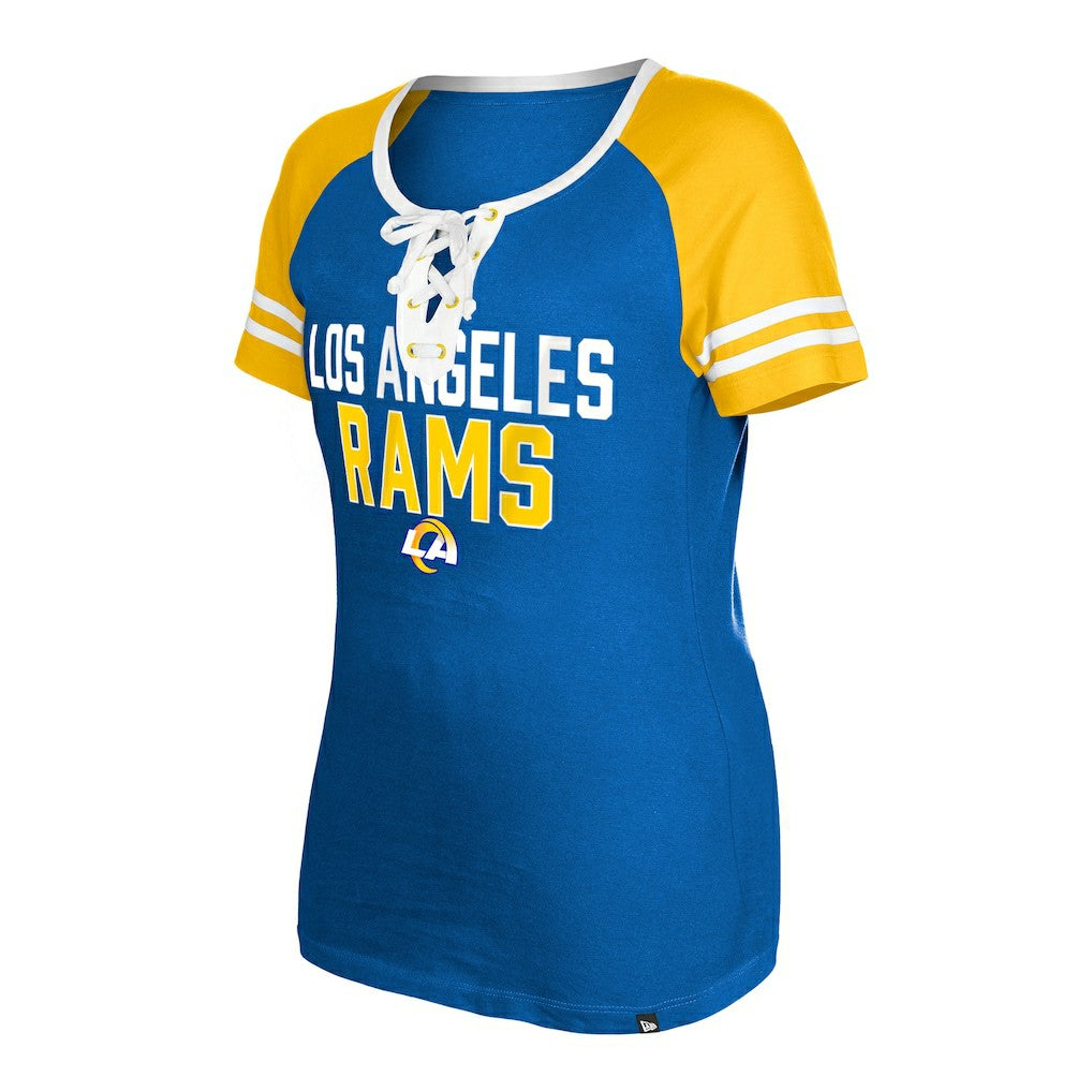 Los Angeles Rams New Era Women's Raglan Lace-Up T-Shirt