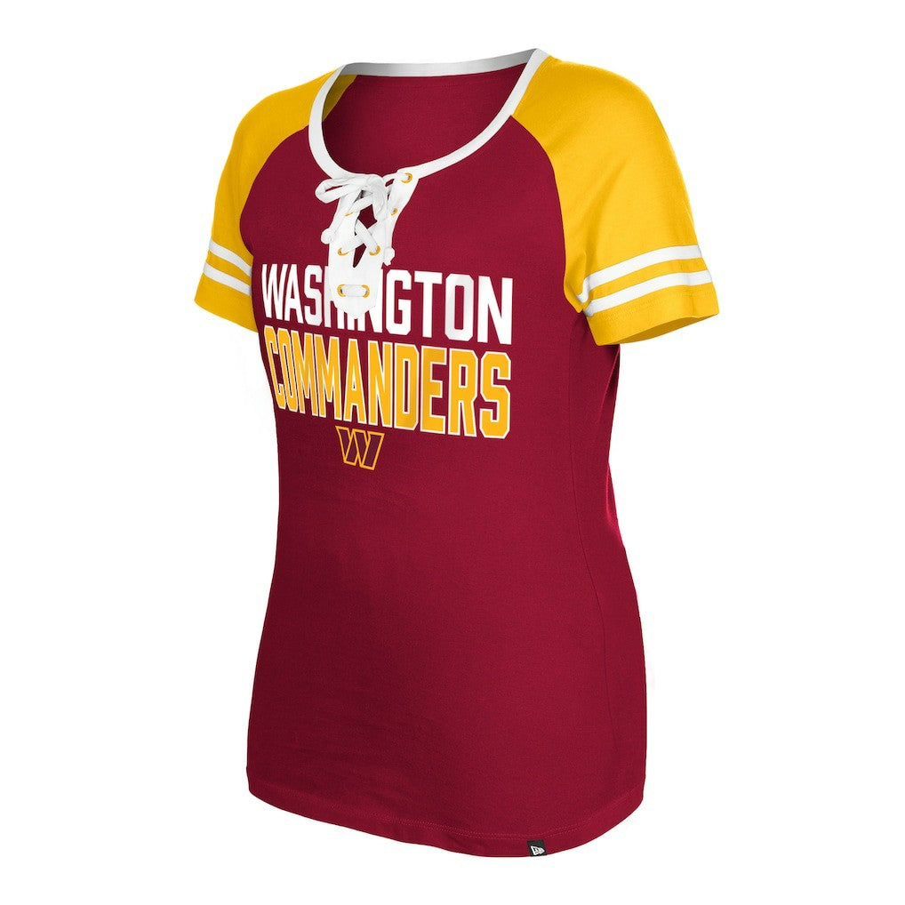 Washington Commanders New Era Women's Raglan Lace-Up T-Shirt