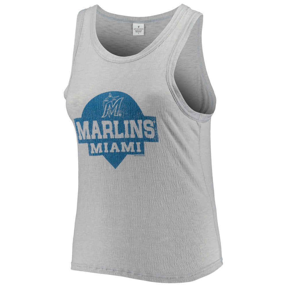 Miami Marlins Soft as a Grape Women's Plus Size High Neck Tri-Blend Tank Top | MLB Shop