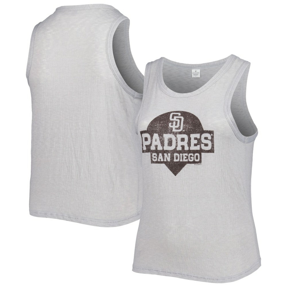 San Diego Padres Soft as a Grape Women's Plus Size High Neck Tri-Blend Tank Top | MLB For sale