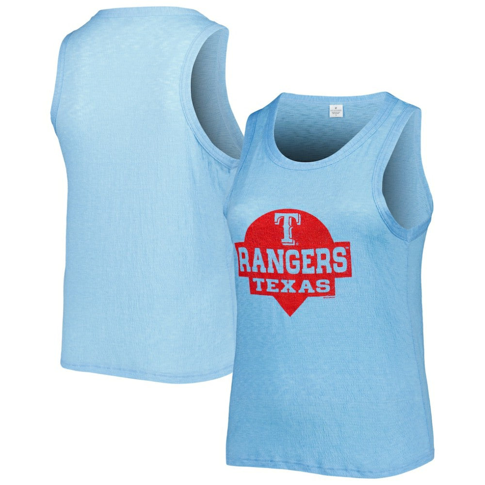 Texas Rangers Soft as a Grape Women's Plus Size High Neck Tri-Blend Tank Top | MLB On Sale