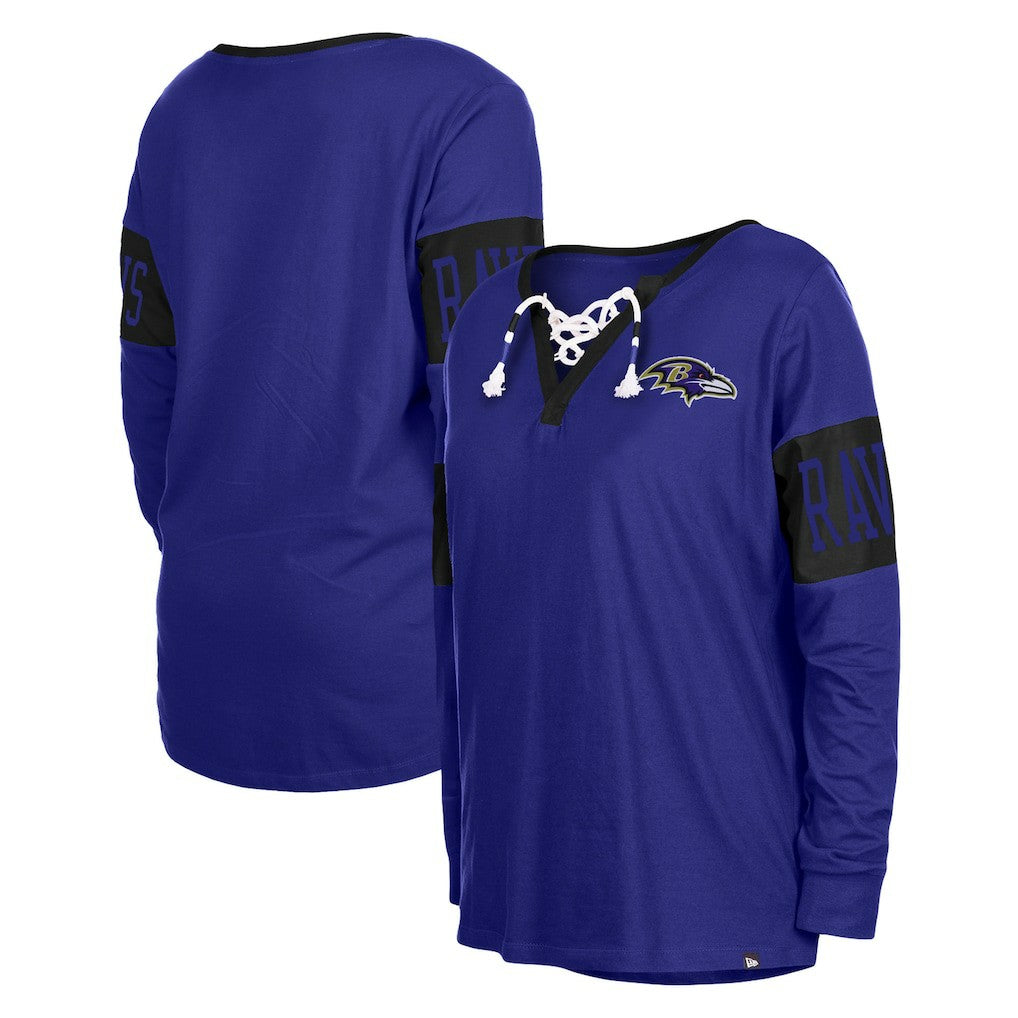 Baltimore Ravens New Era Women's Lace-Up Notch Neck Long Sleeve T-Shirt