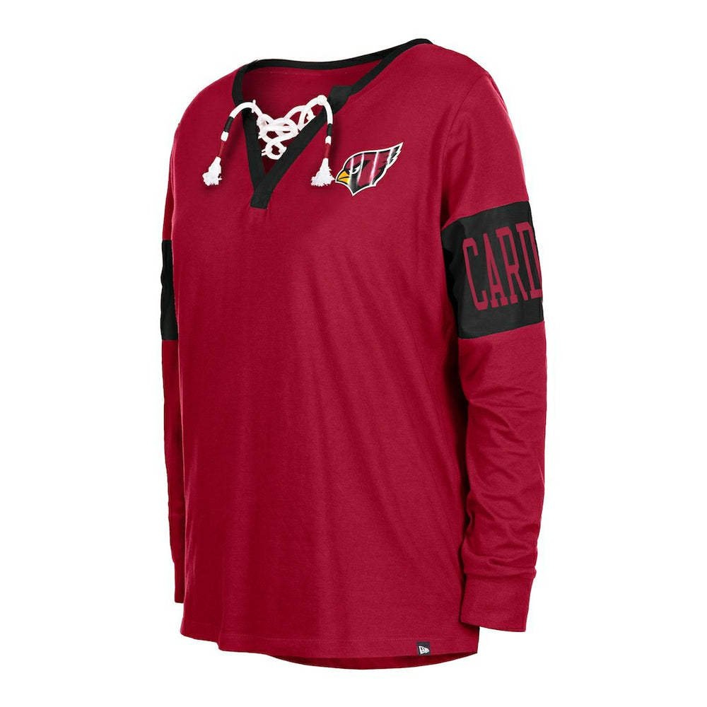 Arizona Cardinals New Era Women's Lace-Up Notch Neck Long Sleeve T-Shirt