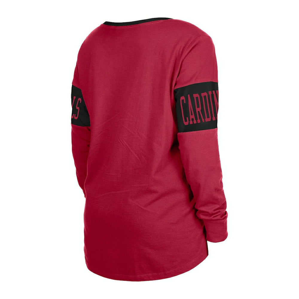 Arizona Cardinals New Era Women's Lace-Up Notch Neck Long Sleeve T-Shirt