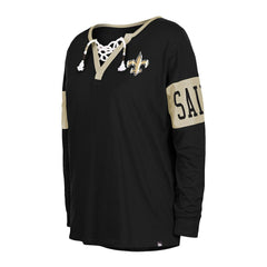 New Orleans Saints New Era Women's Lace-Up Notch Neck Long Sleeve T-Shirt