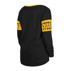 Pittsburgh Steelers New Era Women's Lace-Up Notch Neck Long Sleeve T-Shirt