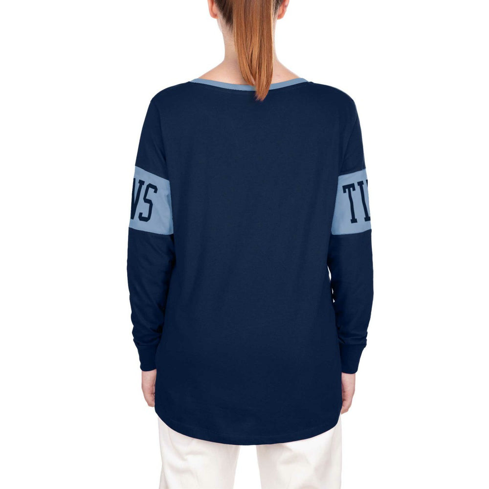 Tennessee Titans New Era Women's Lace-Up Notch Neck Long Sleeve T-Shirt