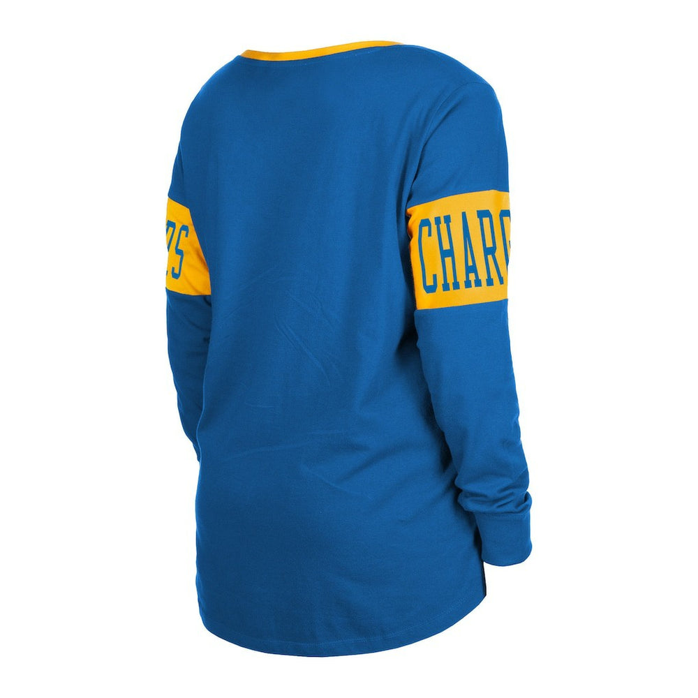 Los Angeles Chargers New Era Women's Lace-Up Notch Neck Long Sleeve T-Shirt