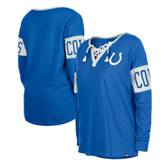 Indianapolis Colts New Era Women's Lace-Up Notch Neck Long Sleeve T-Shirt