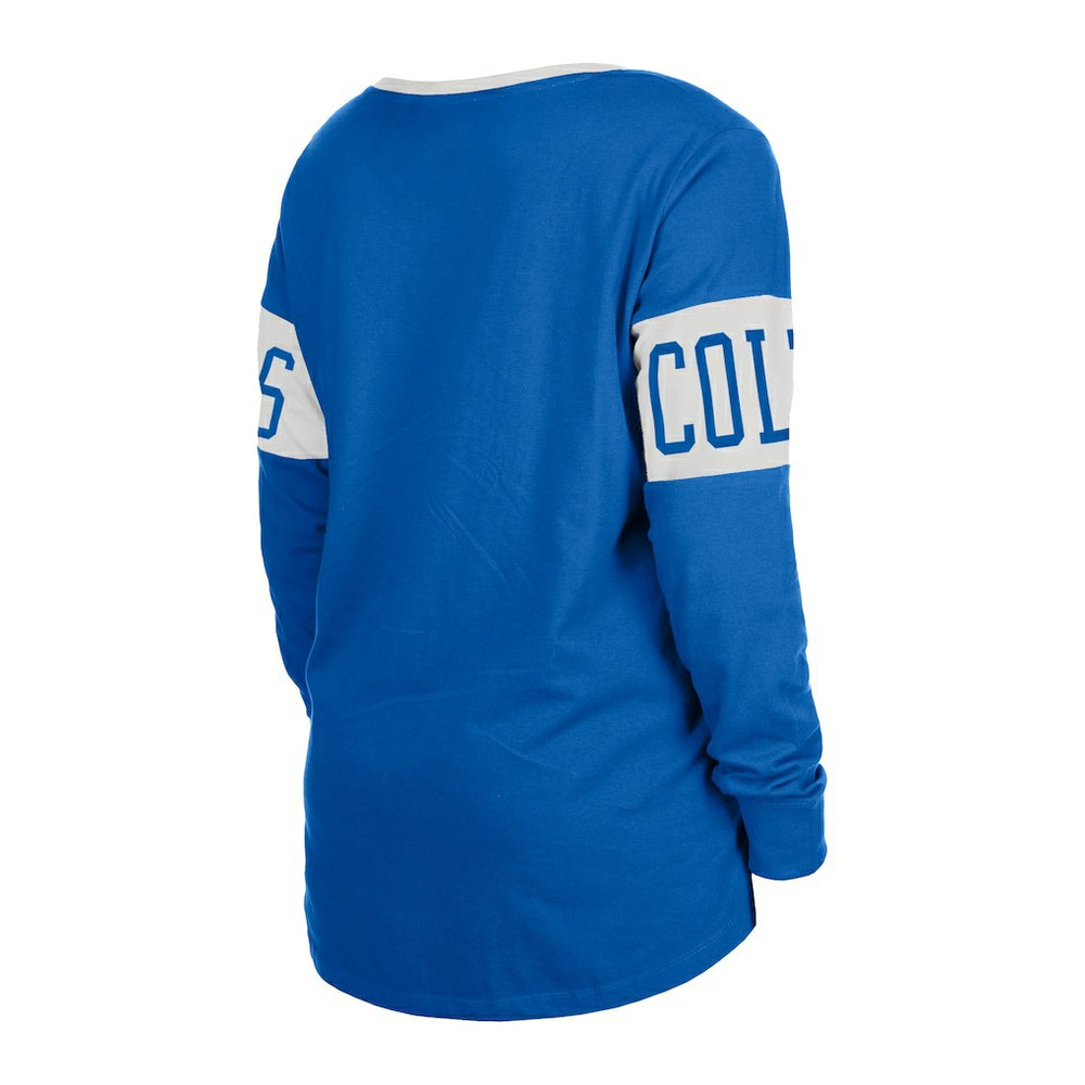 Indianapolis Colts New Era Women's Lace-Up Notch Neck Long Sleeve T-Shirt
