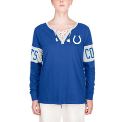 Indianapolis Colts New Era Women's Lace-Up Notch Neck Long Sleeve T-Shirt