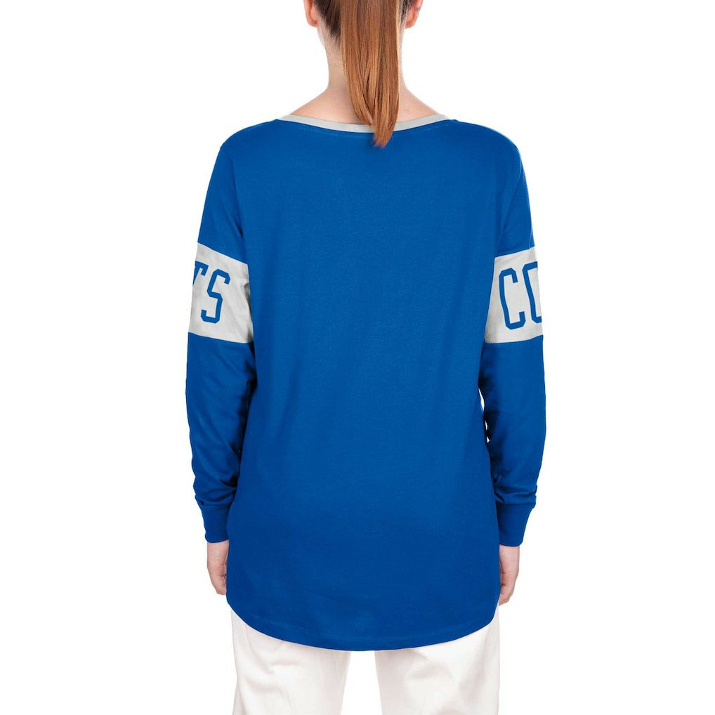 Indianapolis Colts New Era Women's Lace-Up Notch Neck Long Sleeve T-Shirt
