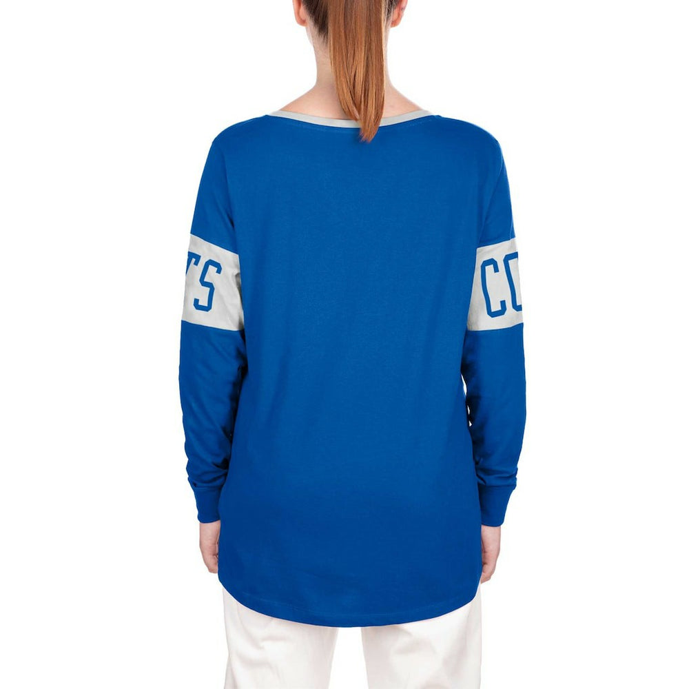 Indianapolis Colts New Era Women's Lace-Up Notch Neck Long Sleeve T-Shirt