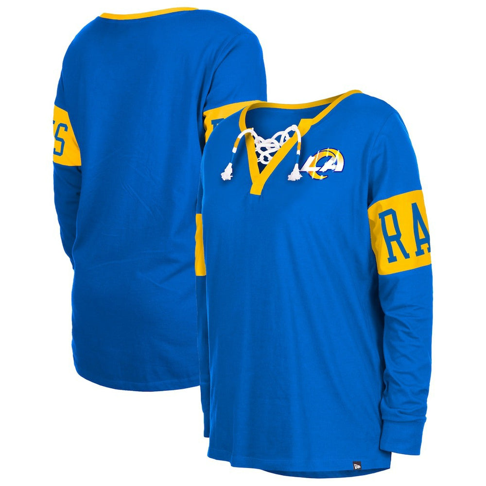 Los Angeles Rams New Era Women's Lace-Up Notch Neck Long Sleeve T-Shirt