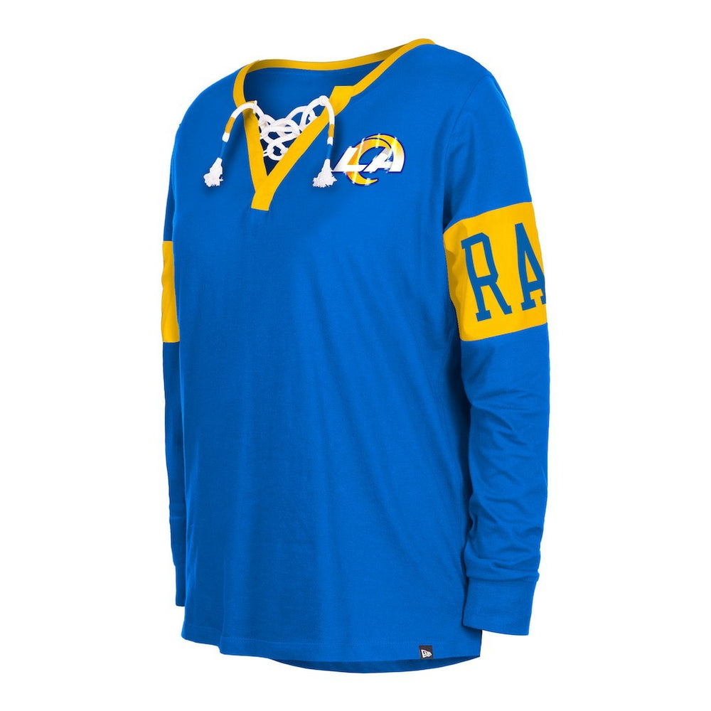 Los Angeles Rams New Era Women's Lace-Up Notch Neck Long Sleeve T-Shirt