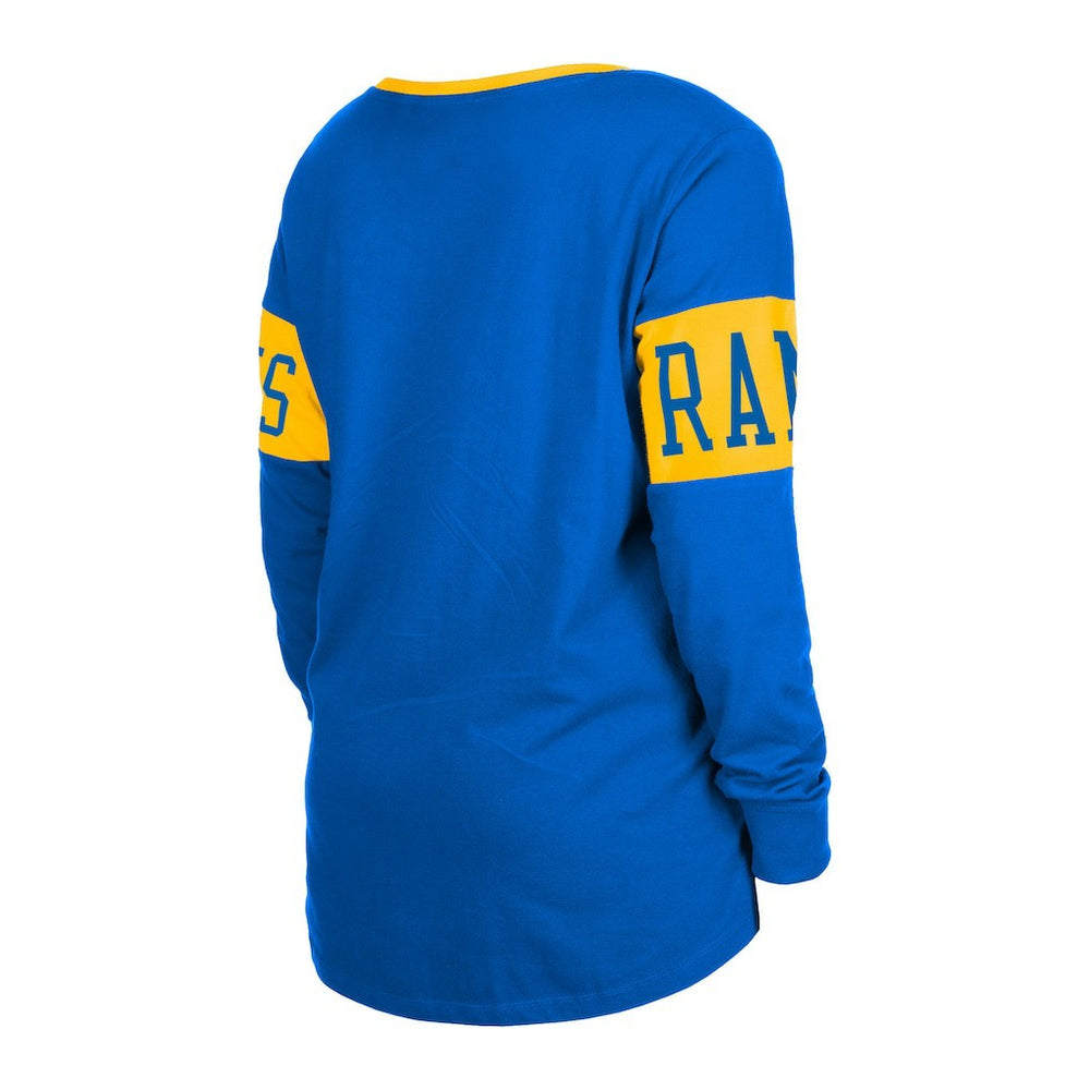 Los Angeles Rams New Era Women's Lace-Up Notch Neck Long Sleeve T-Shirt