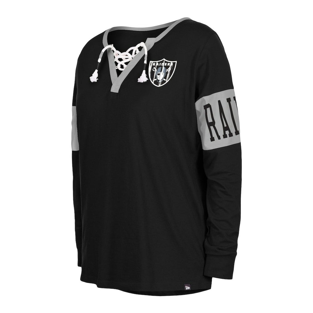 Las Vegas Raiders New Era Women's Lace-Up Notch Neck Long Sleeve T-Shirt