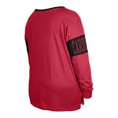 Arizona Cardinals New Era Women's Plus Size Lace-Up Notch Neck Long Sleeve T-Shirt
