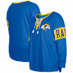 Los Angeles Rams New Era Women's Plus Size Lace-Up Notch Neck Long Sleeve T-Shirt