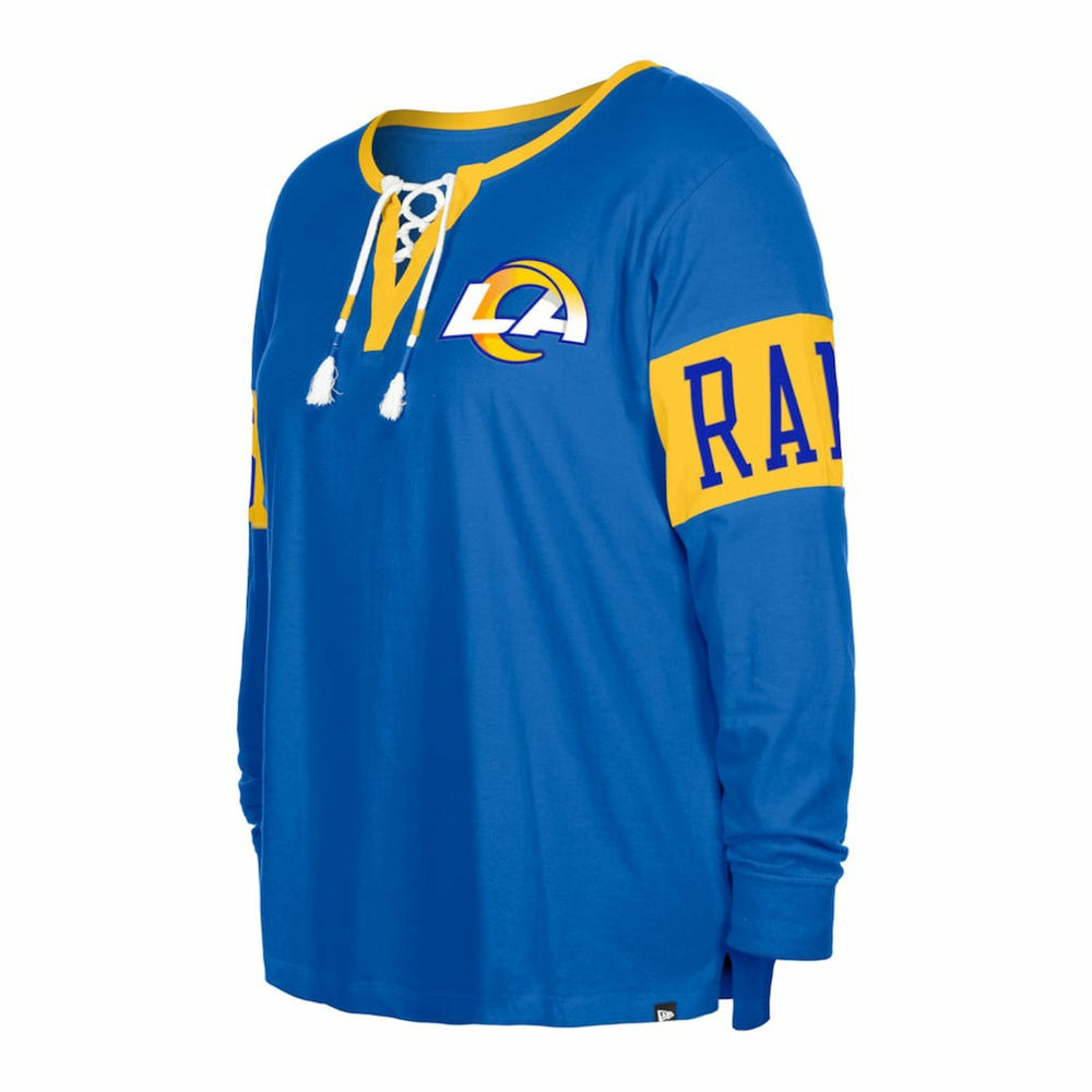 Los Angeles Rams New Era Women's Plus Size Lace-Up Notch Neck Long Sleeve T-Shirt
