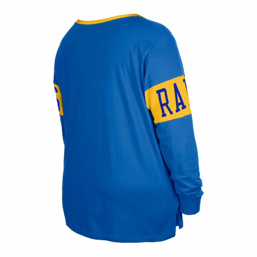 Los Angeles Rams New Era Women's Plus Size Lace-Up Notch Neck Long Sleeve T-Shirt