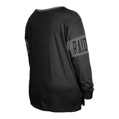 Las Vegas Raiders New Era Women's Plus Size Lace-Up Notch Neck Long Sleeve T-Shirt