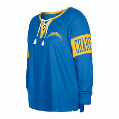 Los Angeles Chargers New Era Women's Plus Size Lace-Up Notch Neck Long Sleeve T-Shirt