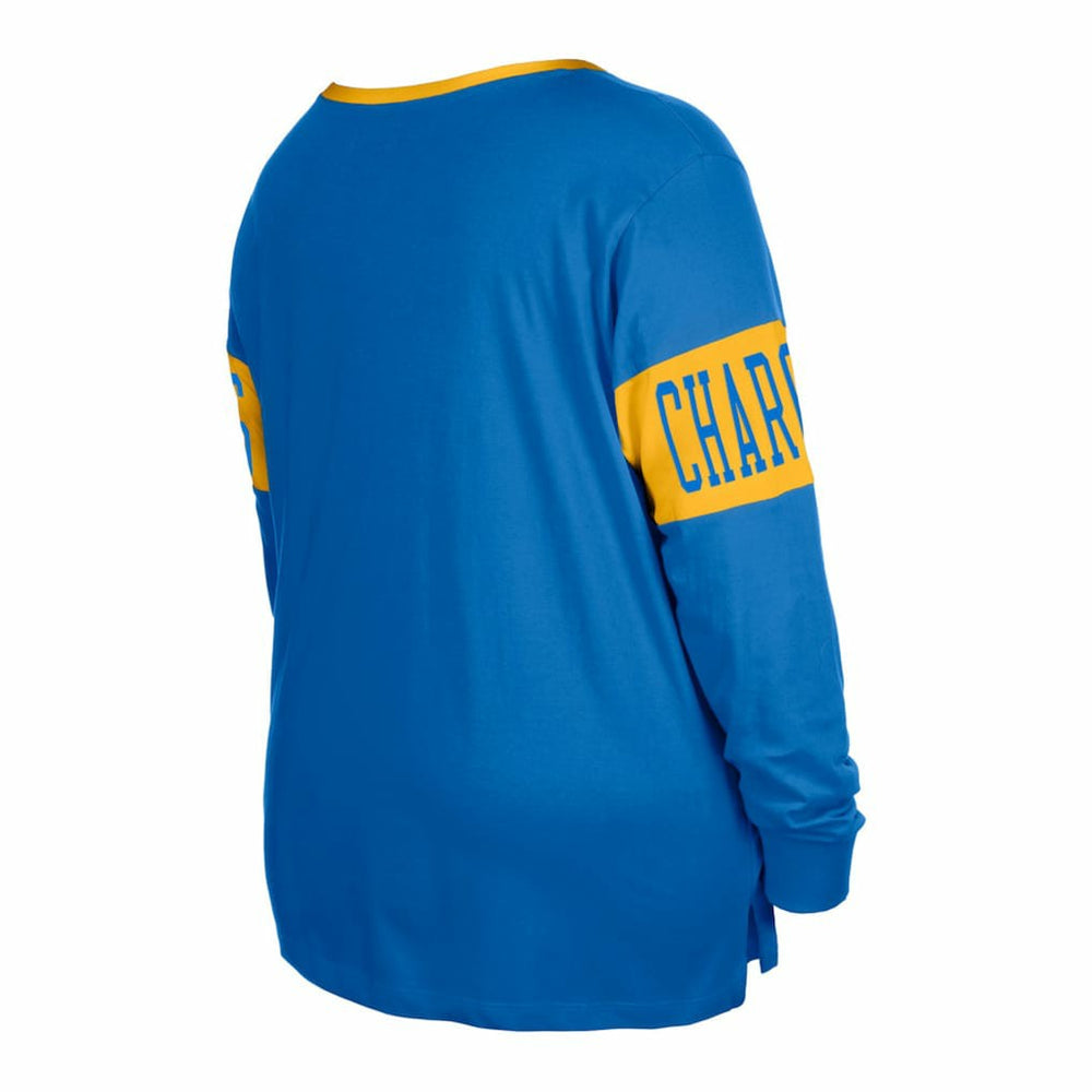 Los Angeles Chargers New Era Women's Plus Size Lace-Up Notch Neck Long Sleeve T-Shirt