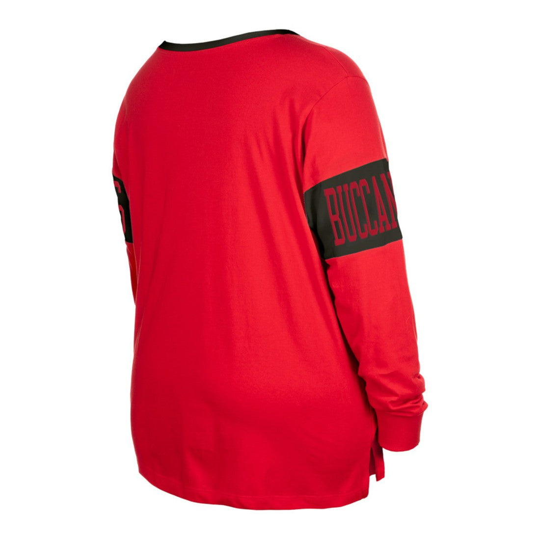 Tampa Bay Buccaneers New Era Women's Plus Size Lace-Up Notch Neck Long Sleeve T-Shirt