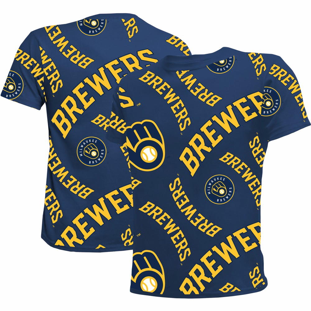 Milwaukee Brewers Stitches Youth Allover Team T-Shirt | MLB Outlet