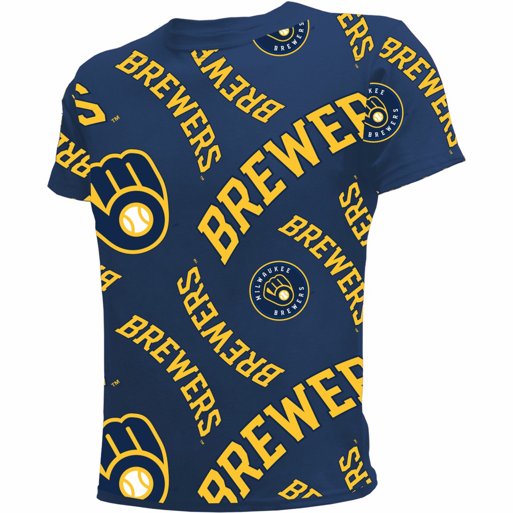Milwaukee Brewers Stitches Youth Allover Team T-Shirt | MLB Outlet