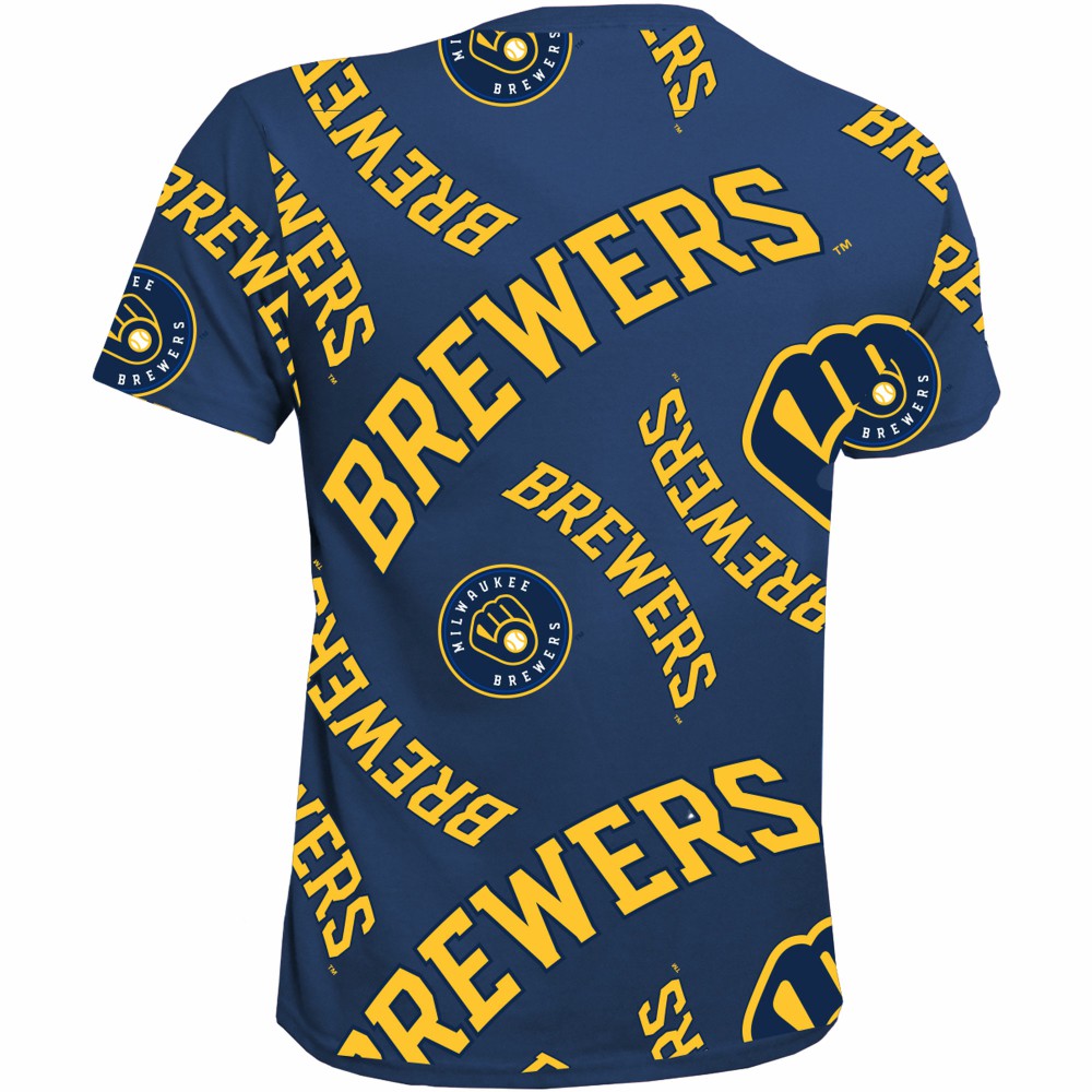 Milwaukee Brewers Stitches Youth Allover Team T-Shirt | MLB Outlet