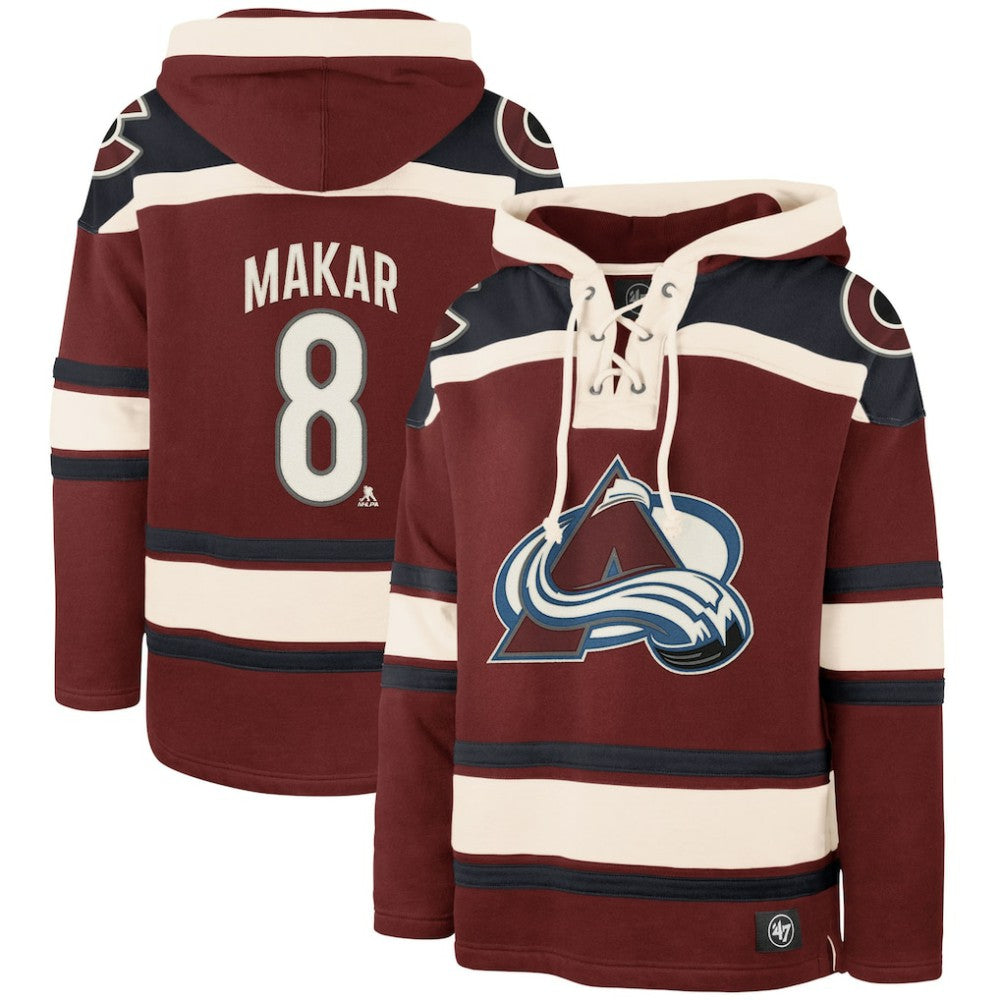 Cale Makar Colorado Avalanche '47 Player Name & Number Lacer Pullover Hoodie Discount