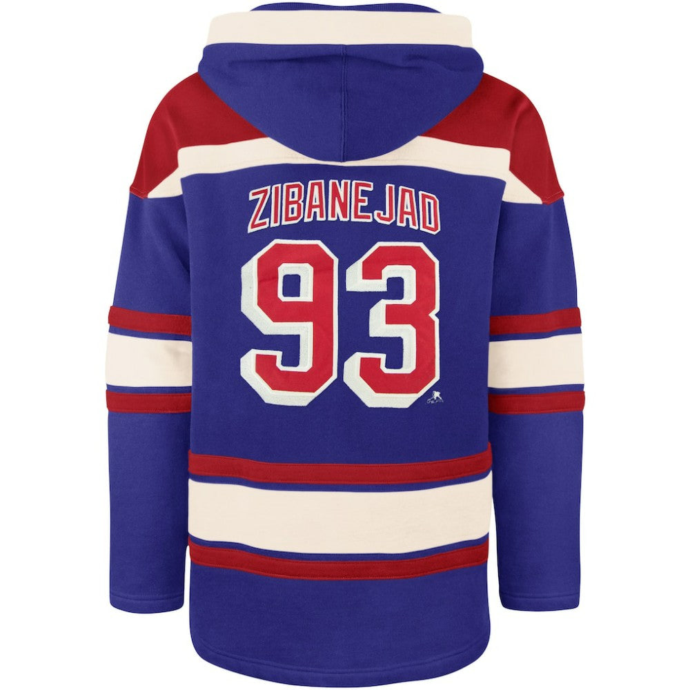 Mika Zibanejad New York Rangers '47 Player Name & Number Lacer Pullover Hoodie Outlet