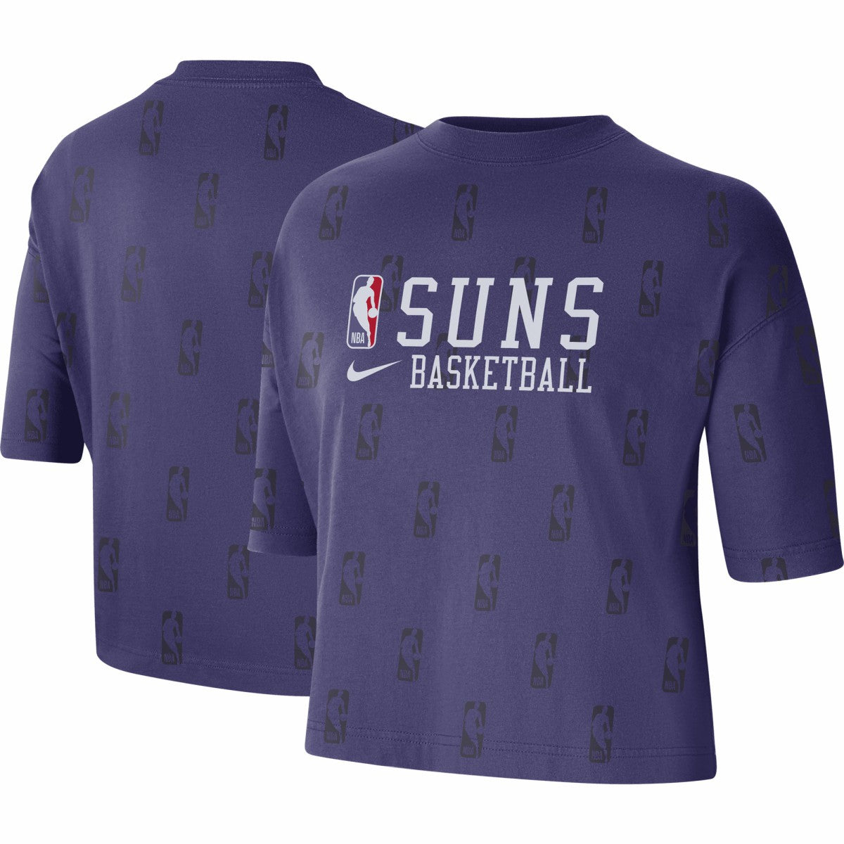 Phoenix Suns Women's Allover NBA Logo Boxy T-Shirt New