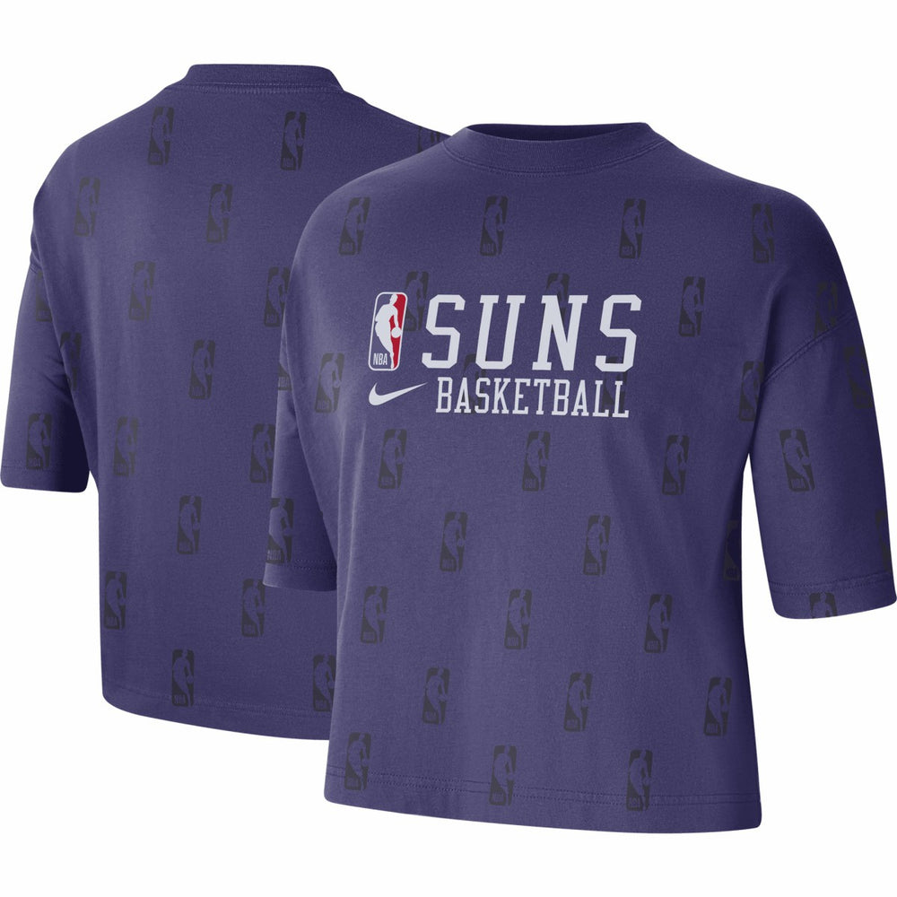 Phoenix Suns Women's Allover NBA Logo Boxy T-Shirt New