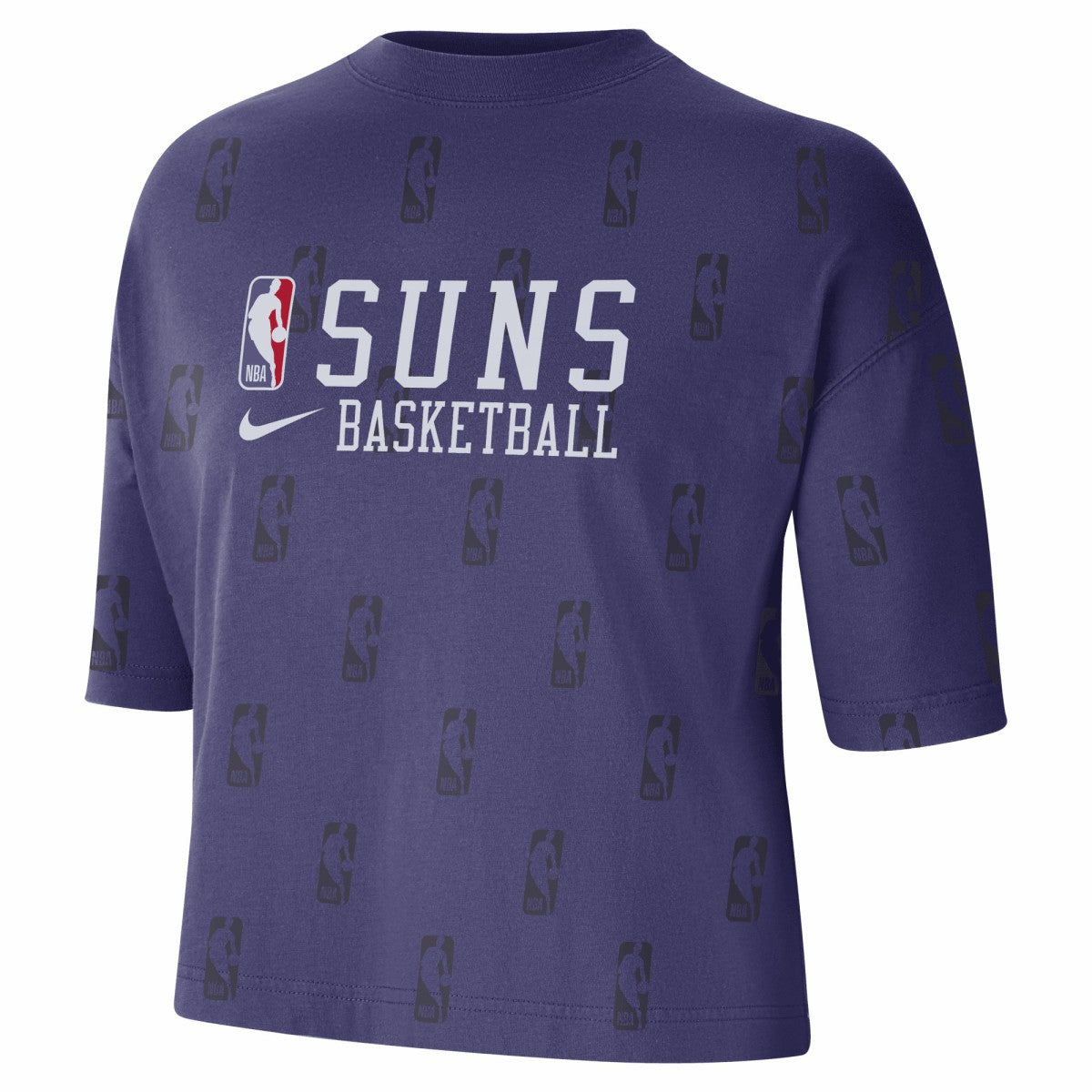 Phoenix Suns Women's Allover NBA Logo Boxy T-Shirt New