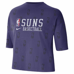 Phoenix Suns Women's Allover NBA Logo Boxy T-Shirt New