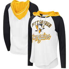 Pittsburgh Penguins G-III 4Her by Carl Banks Women's MVP Raglan Lightweight Hooded T-Shirt For Sale