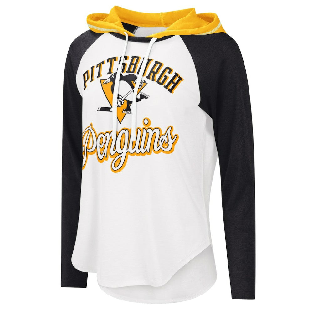 Pittsburgh Penguins G-III 4Her by Carl Banks Women's MVP Raglan Lightweight Hooded T-Shirt For Sale