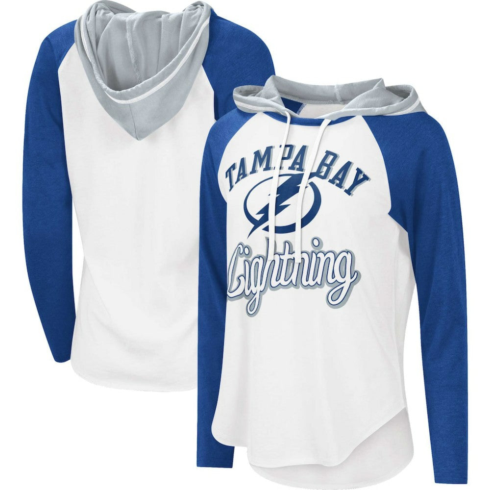 Tampa Bay Lightning G-III 4Her by Carl Banks Women's MVP Raglan Lightweight Hooded T-Shirt On Sale