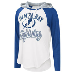 Tampa Bay Lightning G-III 4Her by Carl Banks Women's MVP Raglan Lightweight Hooded T-Shirt On Sale
