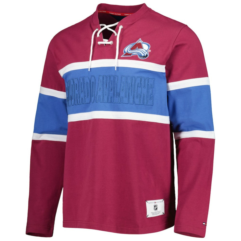 Colorado Avalanche Tommy Hilfiger Walter Lace-Up Long Sleeve Top For Sale
