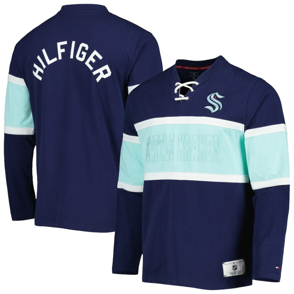 Seattle Kraken Tommy Hilfiger Walter Lace-Up Long Sleeve Top For Sale