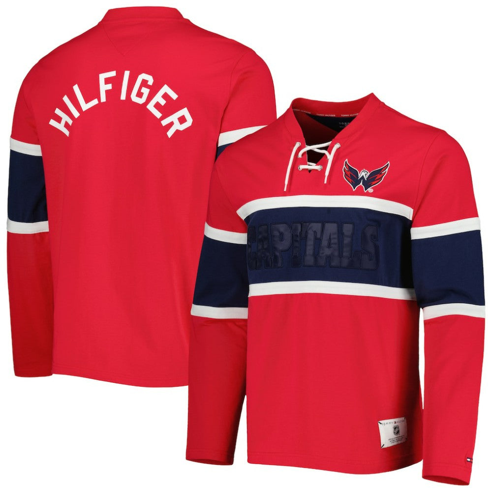 Washington Capitals Tommy Hilfiger Walter Lace-Up Long Sleeve Top On Sale