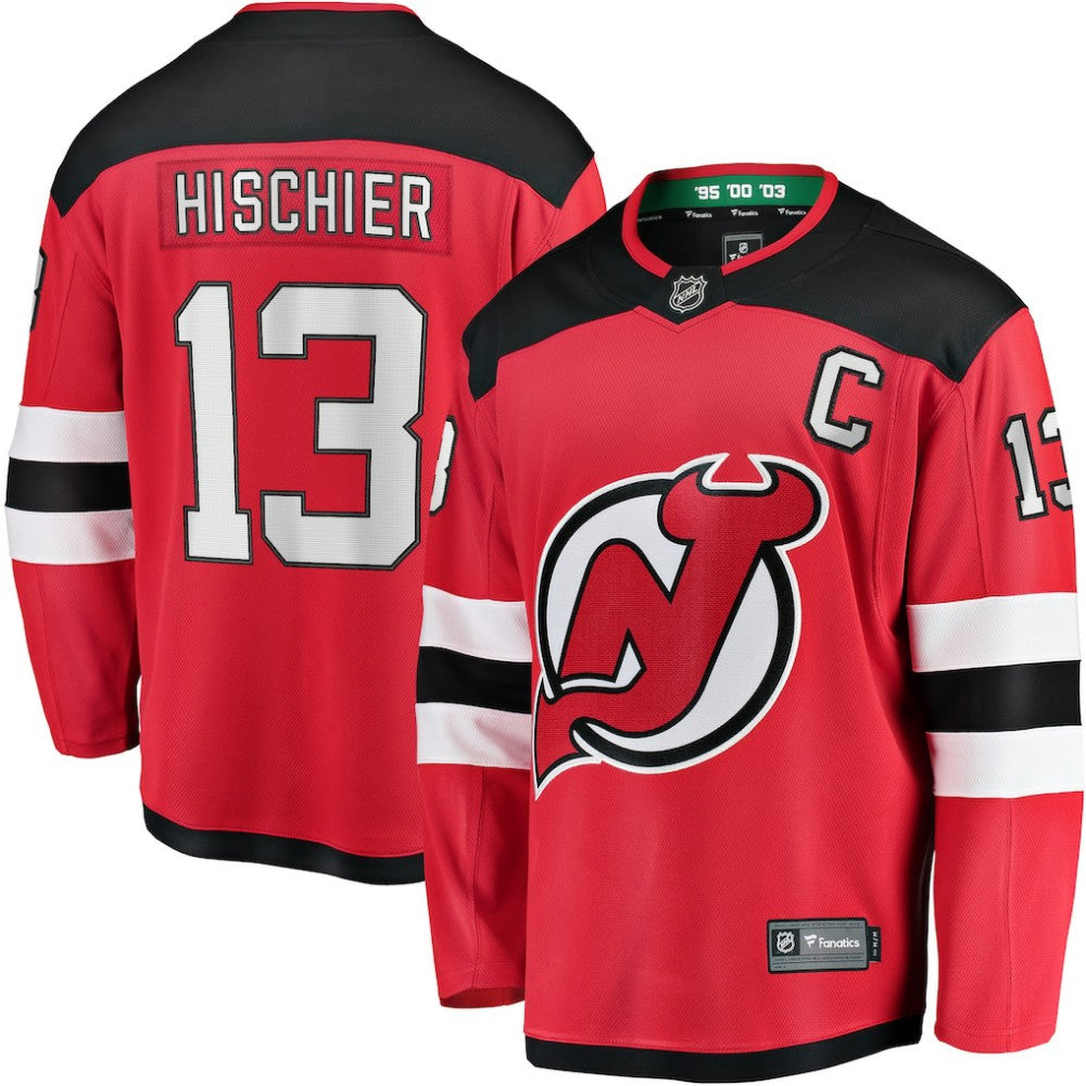 Nico Hischier New Jersey Devils Fanatics Captain Patch Home Breakaway Jersey For Sale