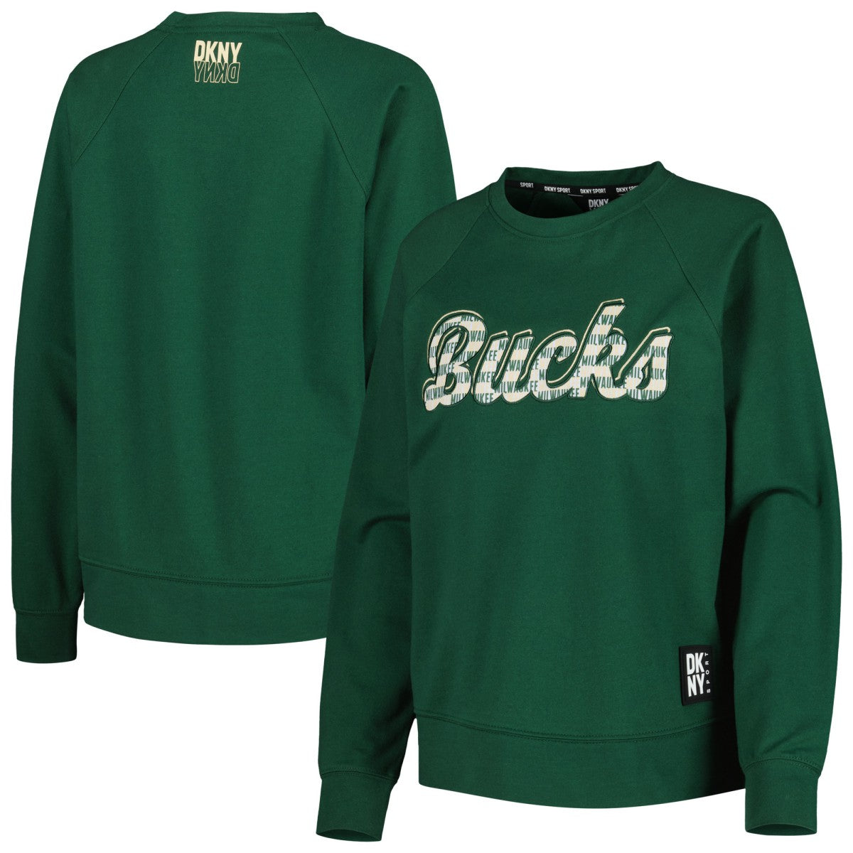 Milwaukee Bucks DKNY Sport Women's Regina Raglan Pullover Sweatshirt On Sale