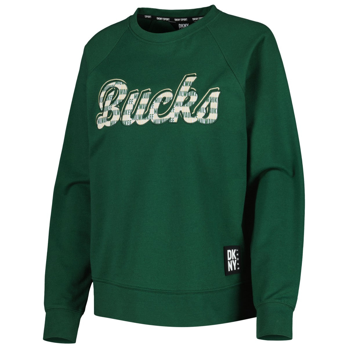 Milwaukee Bucks DKNY Sport Women's Regina Raglan Pullover Sweatshirt On Sale