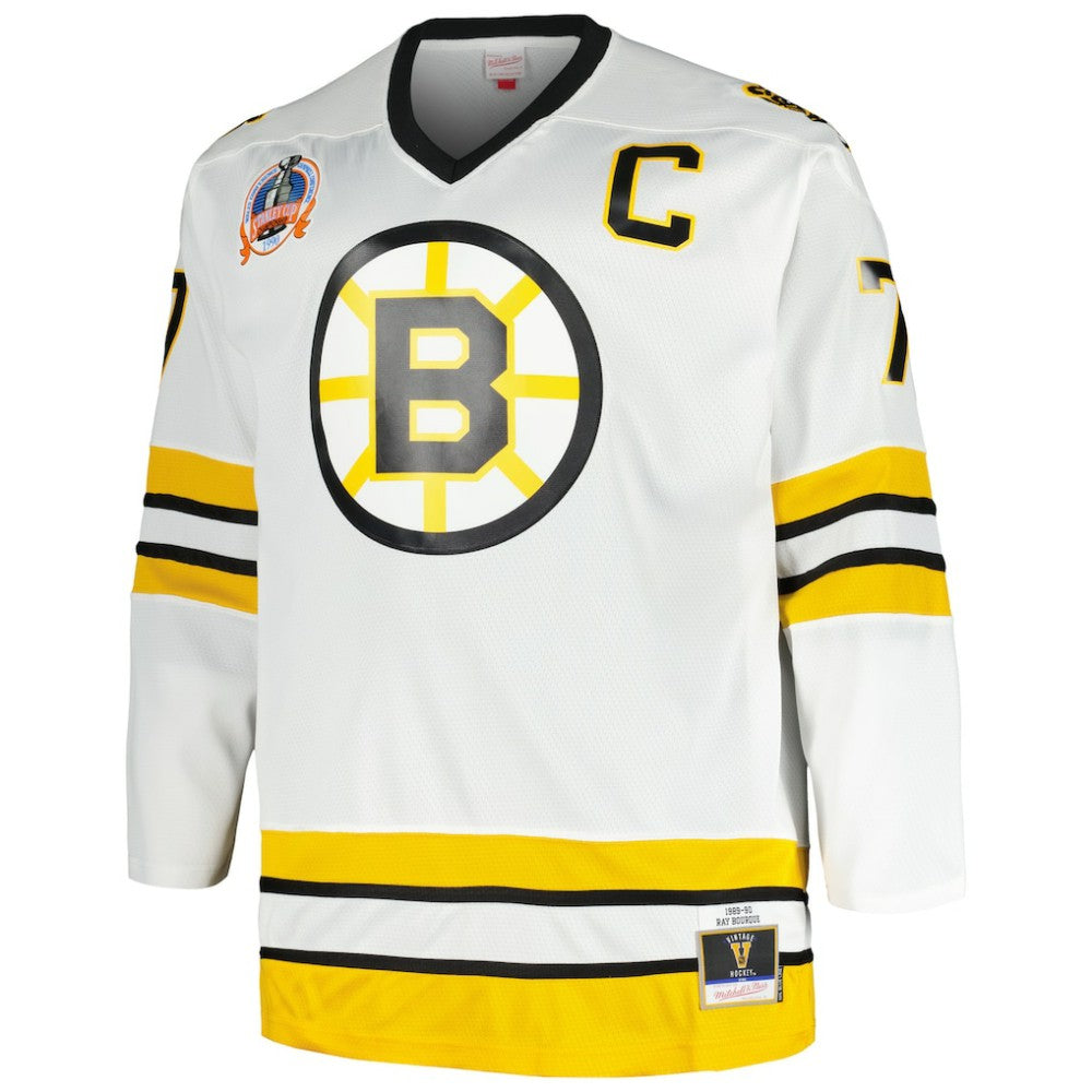 Ray Bourque Boston Bruins Mitchell & Ness Big & Tall Captain Patch Blue Line Player Jersey Outlet